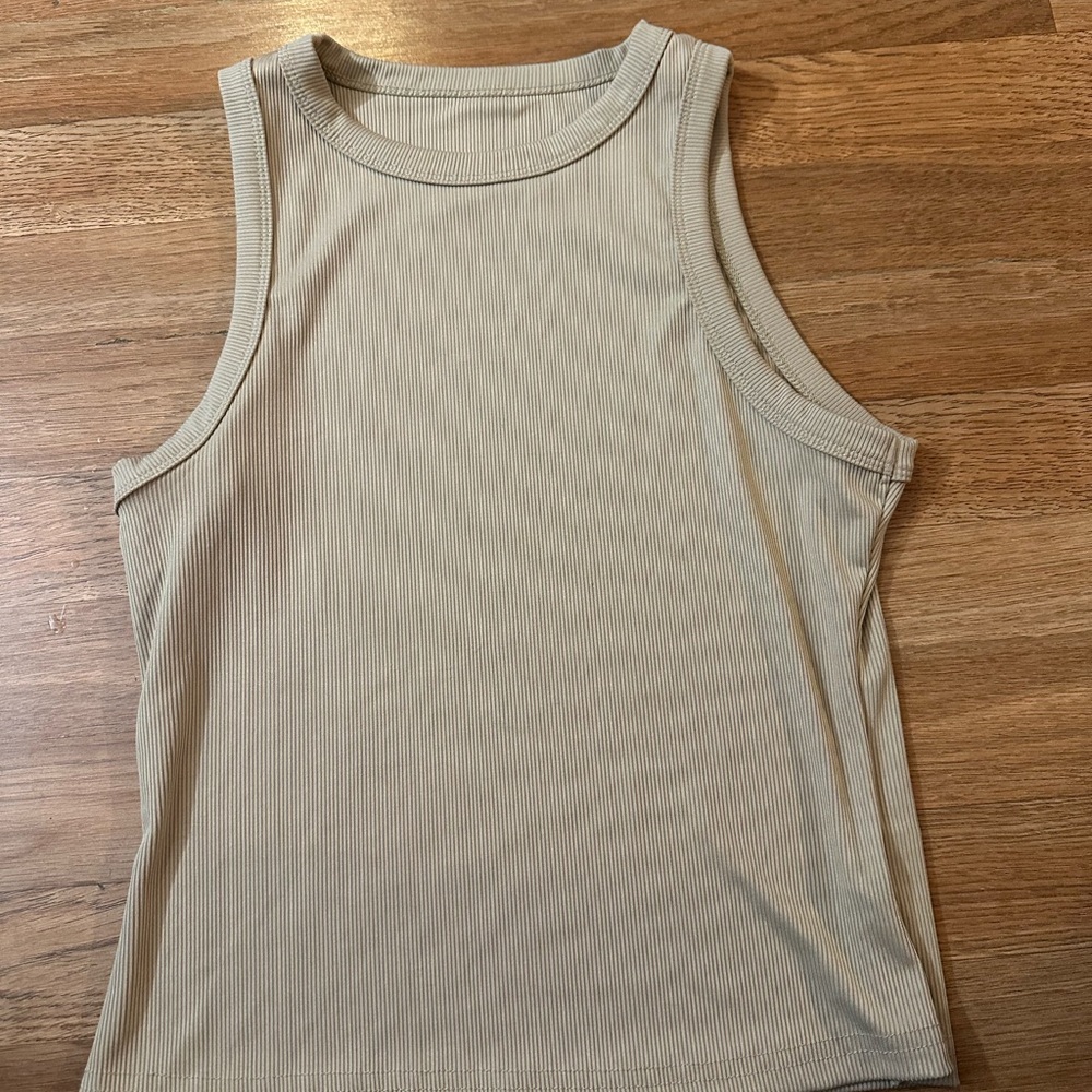 SHEIN Ribbed Tank Top in Light Beige